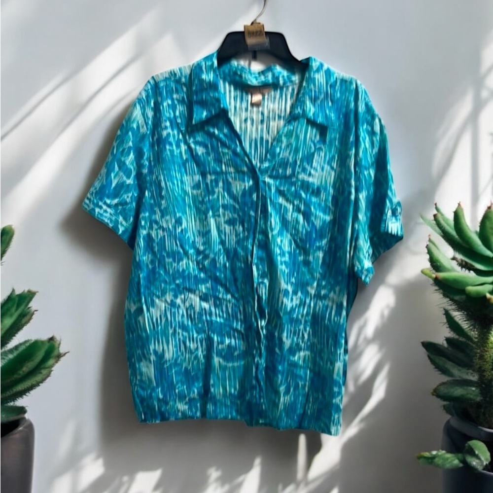 White Stag Blue and White Patterned Top